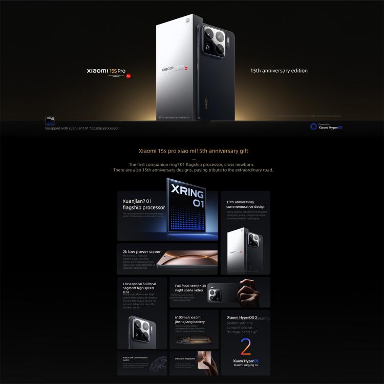 Xiaomi 15S Pro, 16GB+512GB, 3D Ultrasound Fingerprint, 6.73 inch Xiaomi HyperOS 2 Xring O1 3nm Deca-Core, NFC, Network: 5G, 16GB+512GB Xiaomi 15S Pro, 16GB+512GB, 3D Ultrasound Fingerprint, 6.73 inch Xiaomi HyperOS 2 Xring O1 3nm Deca-Core, NFC, Network: 5G, 16GB+512GB